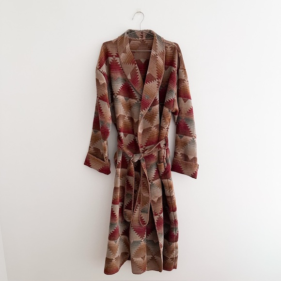 Vintage Other - Vintage Southwestern Blanket Robe Tribal Pattern Belted Duster Boho Western XL